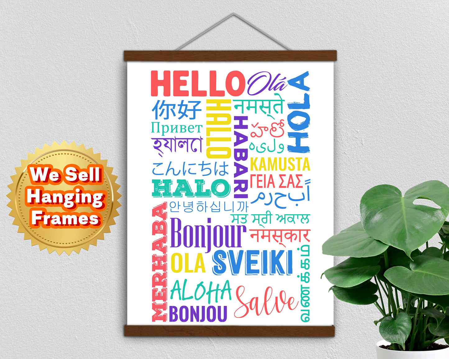 HELLO in Different Languages, Poster, Home Decor, Classroom Print