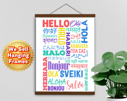 HELLO in Different Languages, Poster, Home Decor, Classroom Print