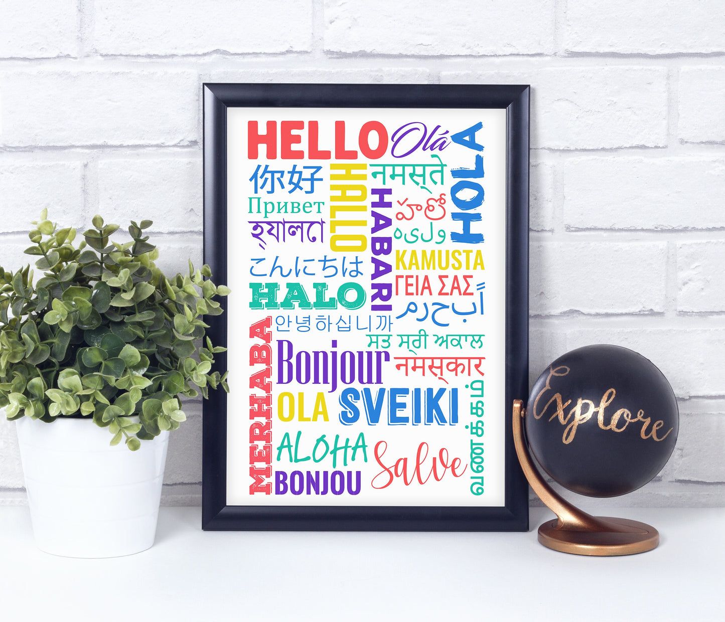 HELLO in Different Languages, Poster, Home Decor, Classroom Print