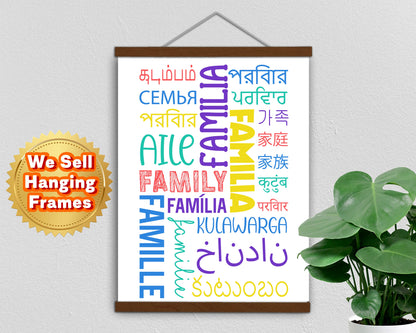 FAMILY in Different Languages, Poster, Home Decor, Classroom Print