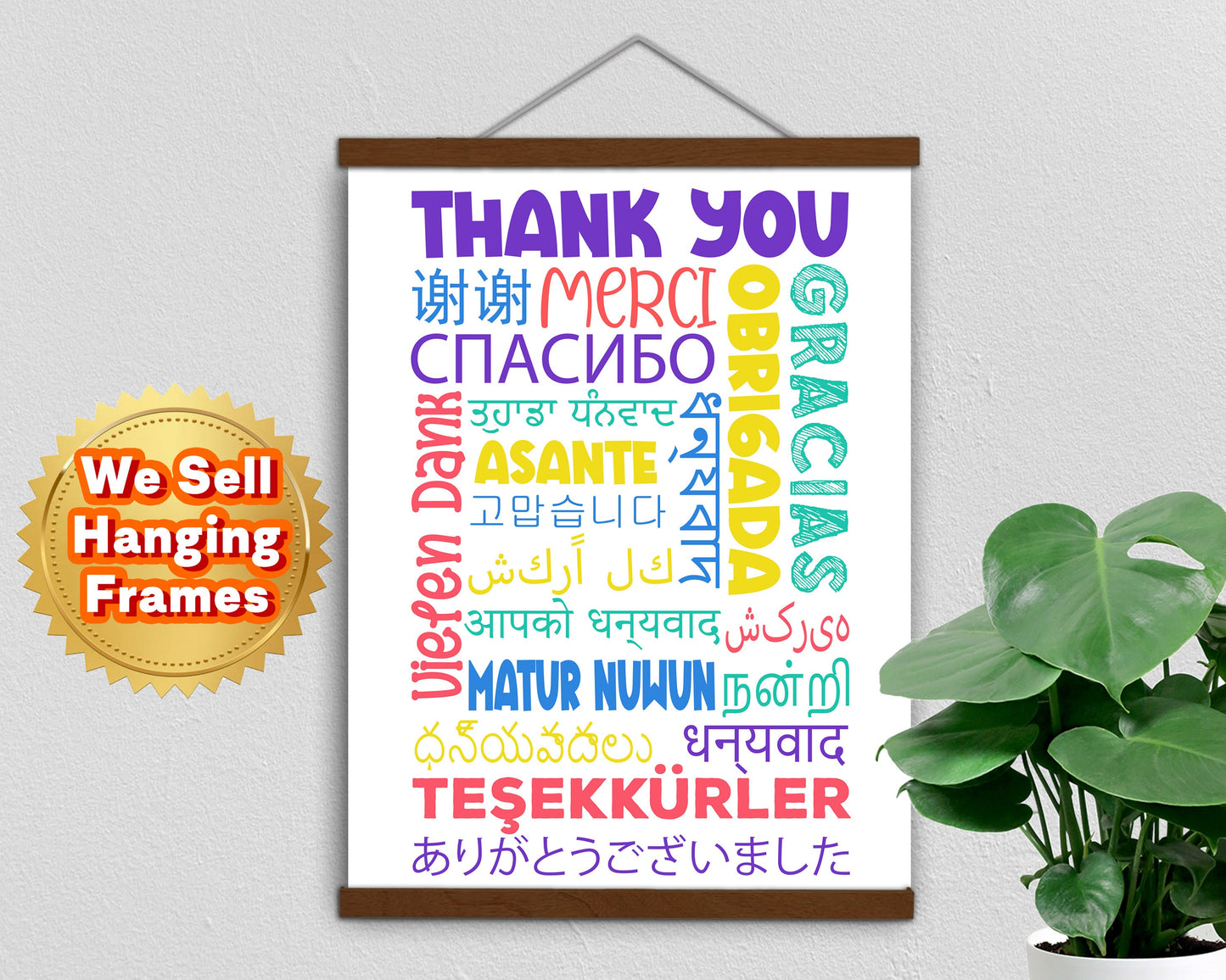 THANK YOU in Different LanguagesPoster Print, Home Wall Art Décor, Classroom and Office Décor, Multiple Sizes