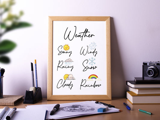 Weather Types, Poster Print, Home Décor, Unframed