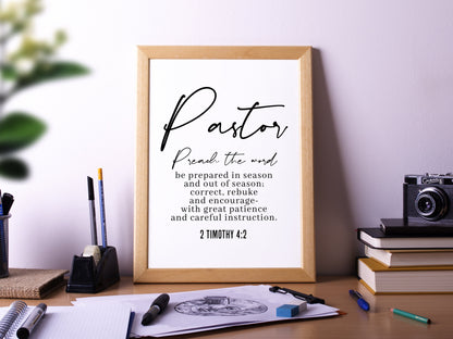 2 Timothy 4:2, Bible Verse Quote, Poster Print, Home Wall Decor