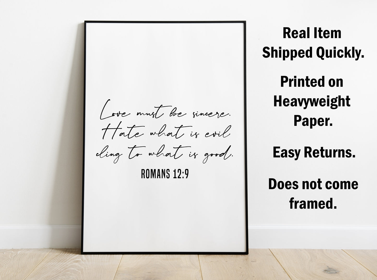 Romans 12:9, Bible Verse Quote, Poster Print, Home Wall Decor