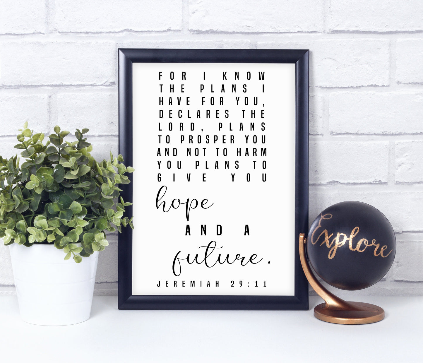 Jeremiah 29:11, Bible Verse Quote, Poster Print, Home Wall Decor