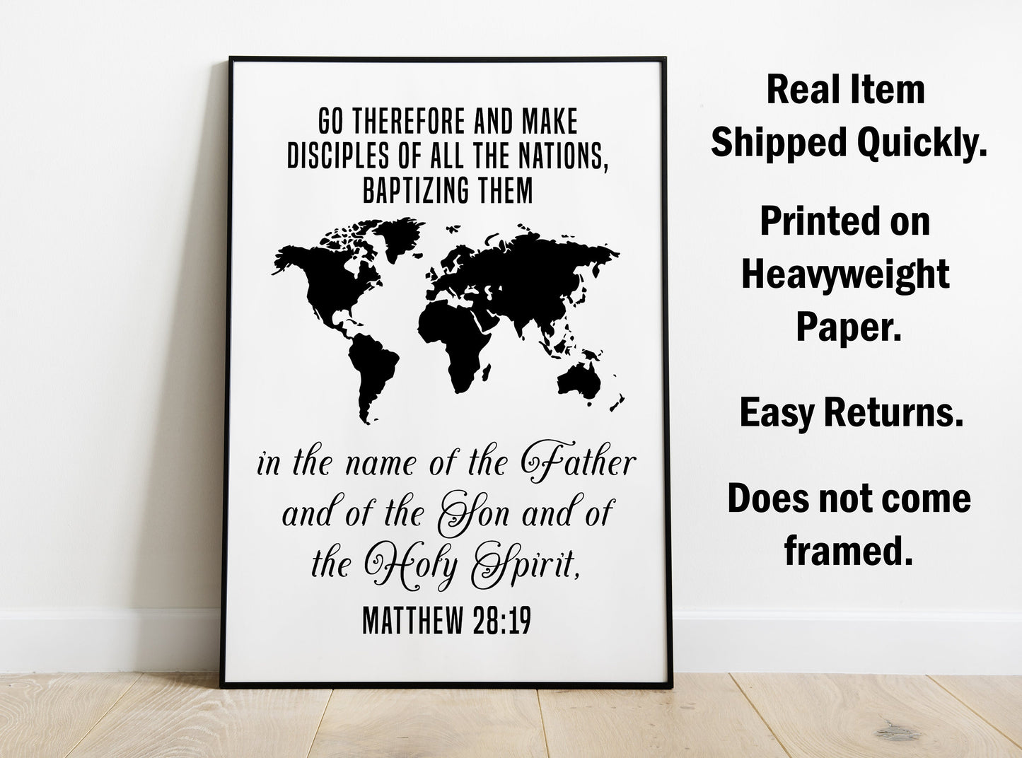 Matthew 28:19, Bible Verse Quote, Poster Print, Home Wall Decor