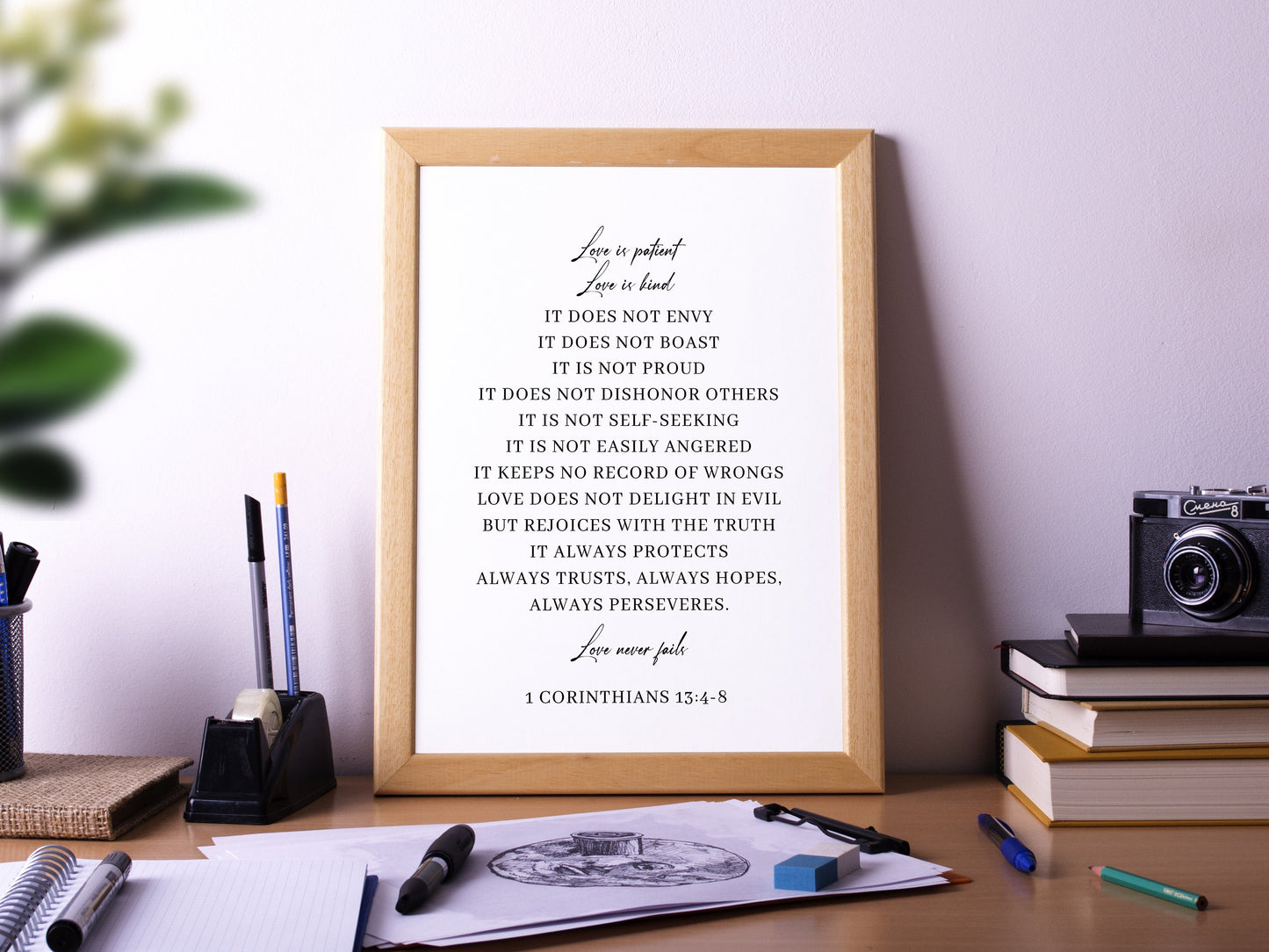 1 Corinthians 13:4-8, Bible Verse Quote, Poster Print, Home Wall Decor