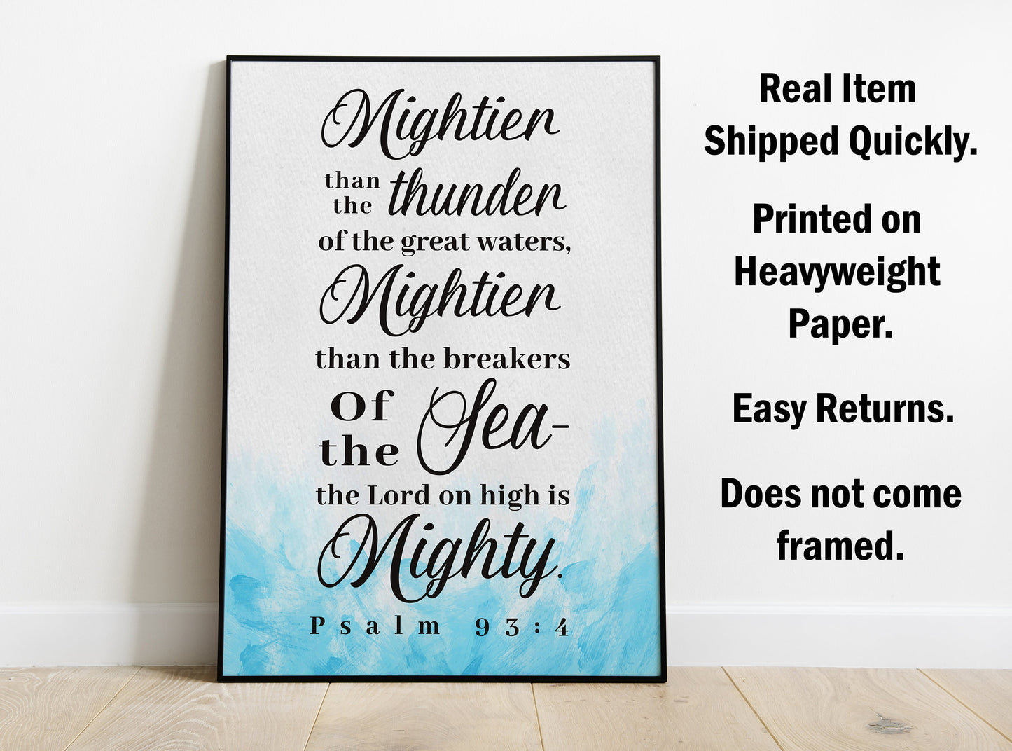 Psalm 93:4 Style 2, Bible Verse Quote, Poster Print, Home Wall Decor