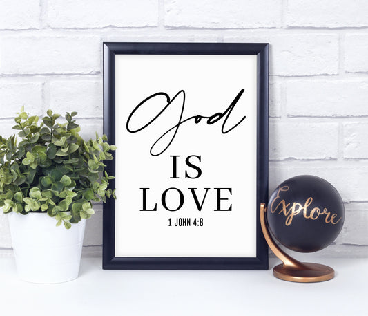 1 John 4:8, Bible Verse Quote, Poster Print, Home Wall Decor