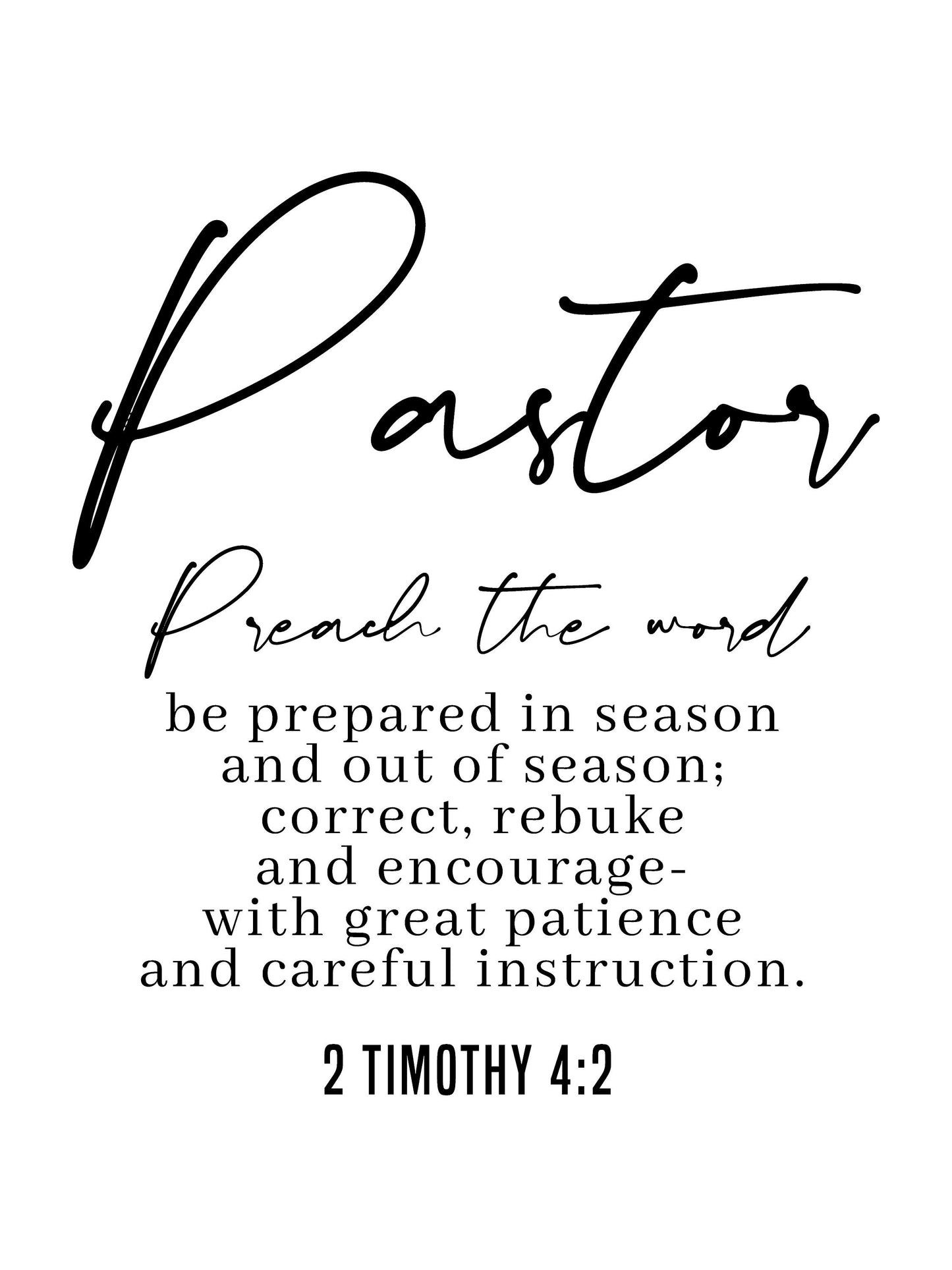 2 Timothy 4:2, Bible Verse Quote, Poster Print, Home Wall Decor