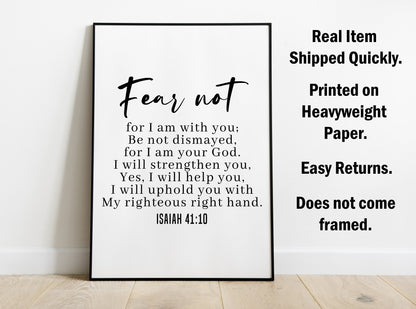 Isaiah 41:10, Bible Verse Quote, Poster Print, Home Wall Decor