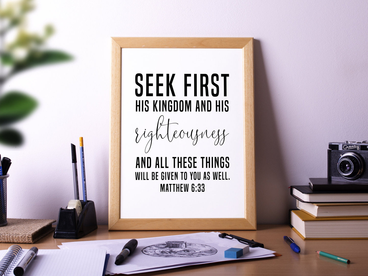 Matthew 6:33, Bible Verse Quote, Poster Print, Home Wall Decor