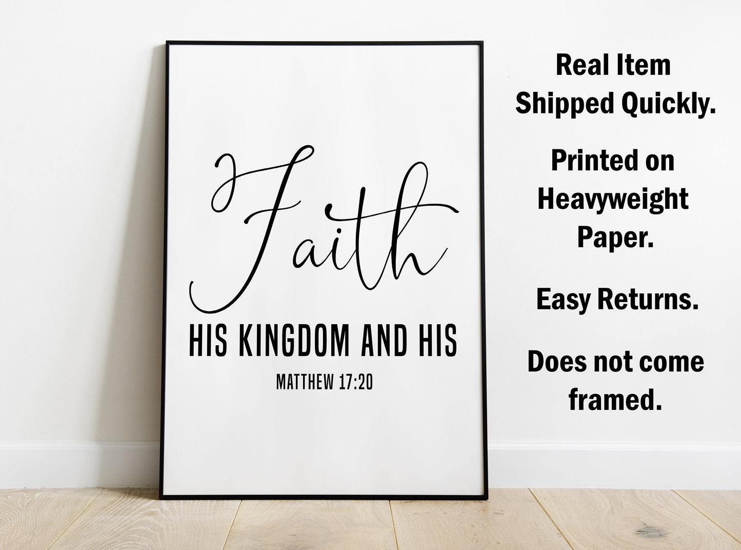 Matthew 17:20, Bible Verse Quote, Poster Print, Home Wall Decor