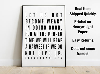 Galatians 6:9, Bible Verse Quote, Poster Print, Home Wall Decor