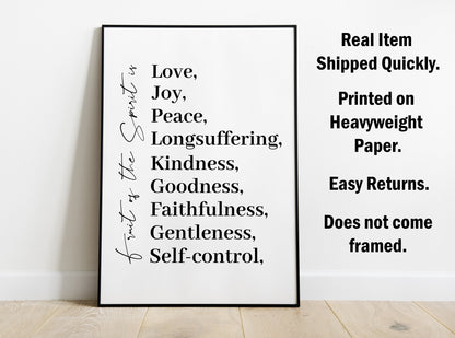 Galatians 5:22-23, Bible Verse Quote, Poster Print, Home Wall Decor