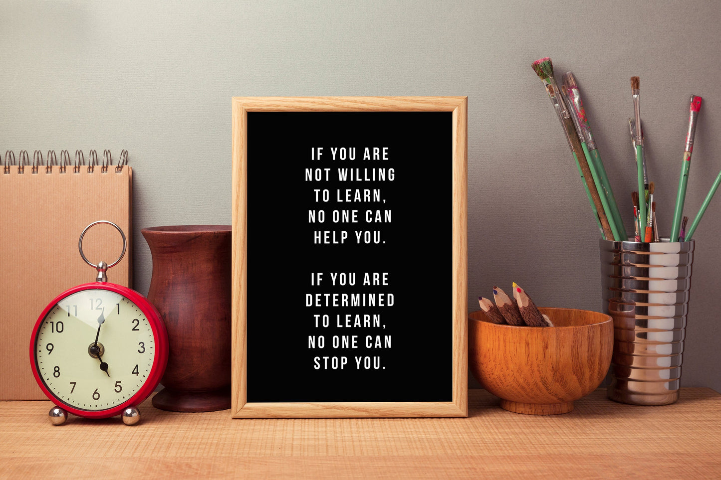 Learn (Black), Motivational Quote, Poster Print, Home Decor