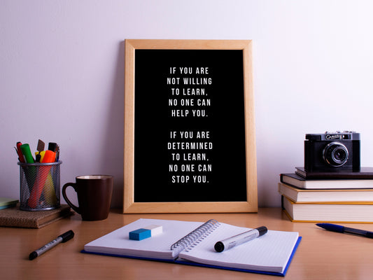 Learn (Black), Motivational Quote, Poster Print, Home Decor