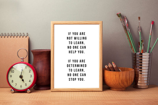 Learn (White), Motivational Quote, Poster Print, Home Decor