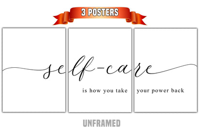 Self Care, Set of 3 Poster Prints, Motivational Quote, Home Wall Décor, Minimalist Art, Multiple Sizes