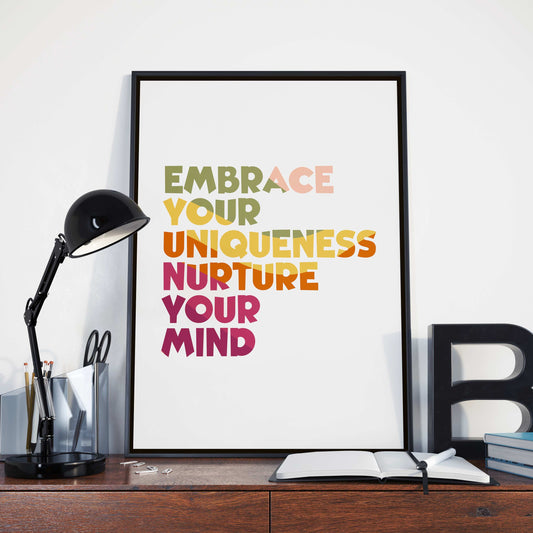 Embrace Your Uniqueness, Poster Print, Home Wall Art Décor, Classroom and Office Décor, Multiple Sizes