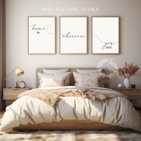 Home is Wherever You Are, Set of 3 Poster Prints, Home Wall Décor, Motivational/Inspirational Quote, Multiple Sizes