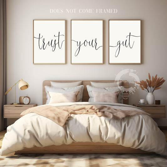 Trust Your Gut, Set of 3 Prints, Motivational Quotes, Minimalist Art, Home Wall Decor, Typography Art, Wall Art, Multiple Sizes