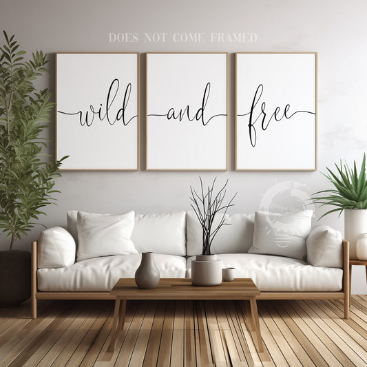 Wild and Free, Set of 3 Prints, Minimalist Art, Home Wall Decor, Multiple Sizes