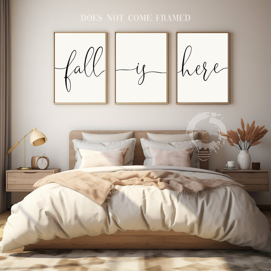 Fall is Here, Set of 3 Poster Prints, Home Wall Hanging Décor, Minimalist Prints, Multiple Sizes