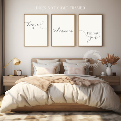 Home is Wherever I'm with You, Set of 3 Prints, Minimalist Art, Home Wall Decor, Multiple Sizes