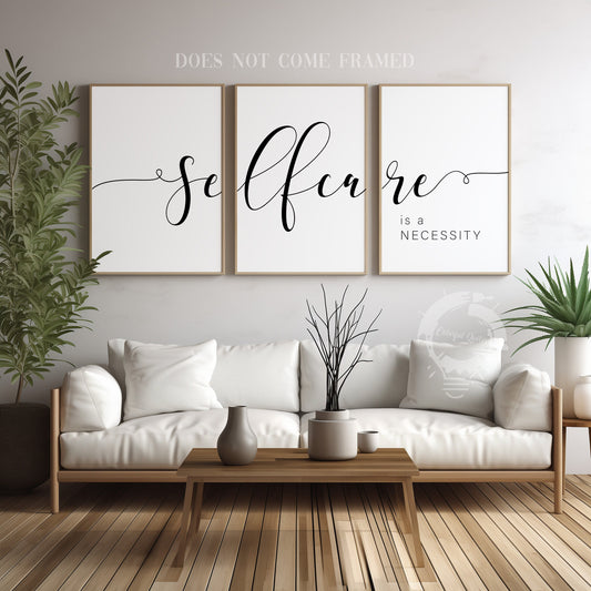 Self Care Is A Necessity, Set of 3 Poster Prints, Home Wall Art Decor