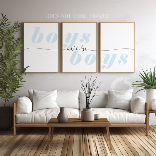 Boys will be Boys, Set of 3 Poster Prints, Home Wall Hanging Décor, Minimalist Prints, Multiple Sizes