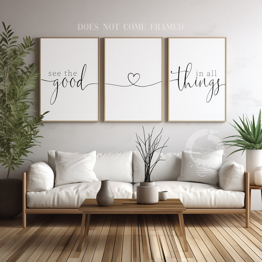 See The Good, 3 Piece Poster Print, Minimalist Art, Home Wall Decor, Multiple Sizes