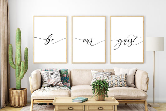 Be Our Guest, Set of 3 Poster Prints, Minimalist Art, Home Wall Decor, Multiple Sizes