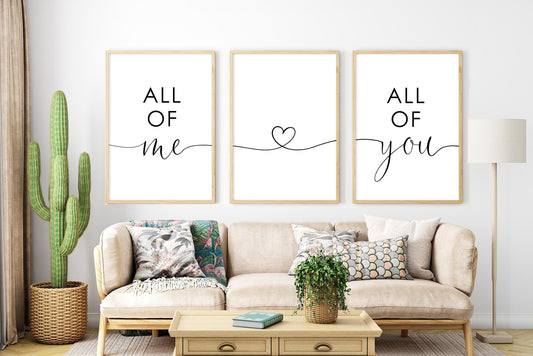 All of Me, All of You, Set of 3 Prints, Minimalist Art, Home Wall Decor, Multiple Sizes