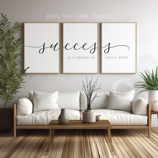 Success, Small Wins, 3 Piece Poster Print, Minimalist Art, Home Wall Decor, Multiple Sizes