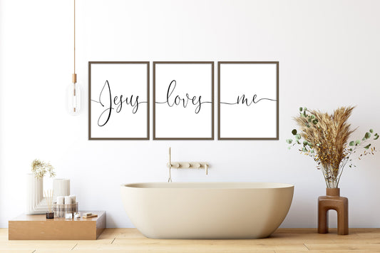 Jesus Loves Me, Set of 3 Poster Prints, Minimalist Art, Home Wall Decor, Multiple Sizes