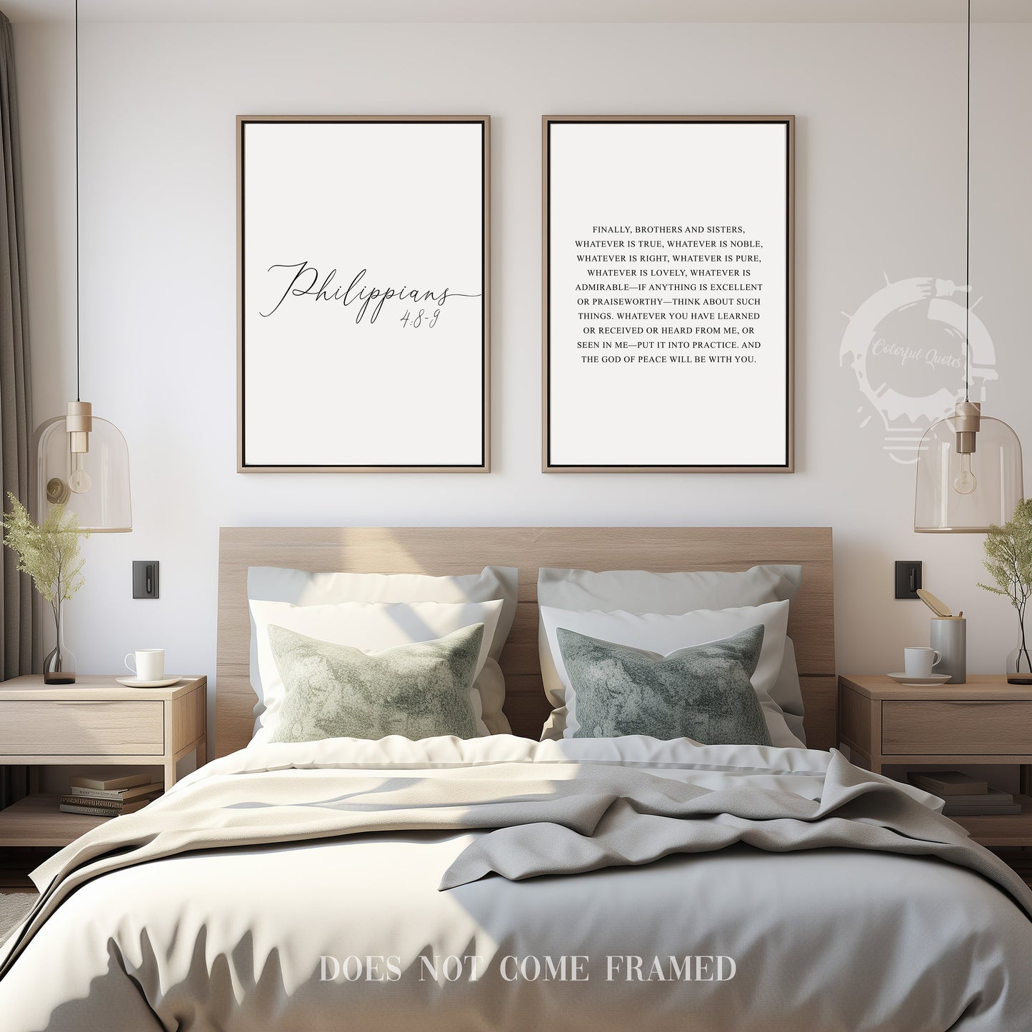 Philippians 4:8-9, Bible Verse Quote, Set of 2 Poster Prints, Home Wall Art Décor, Multiple Sizes