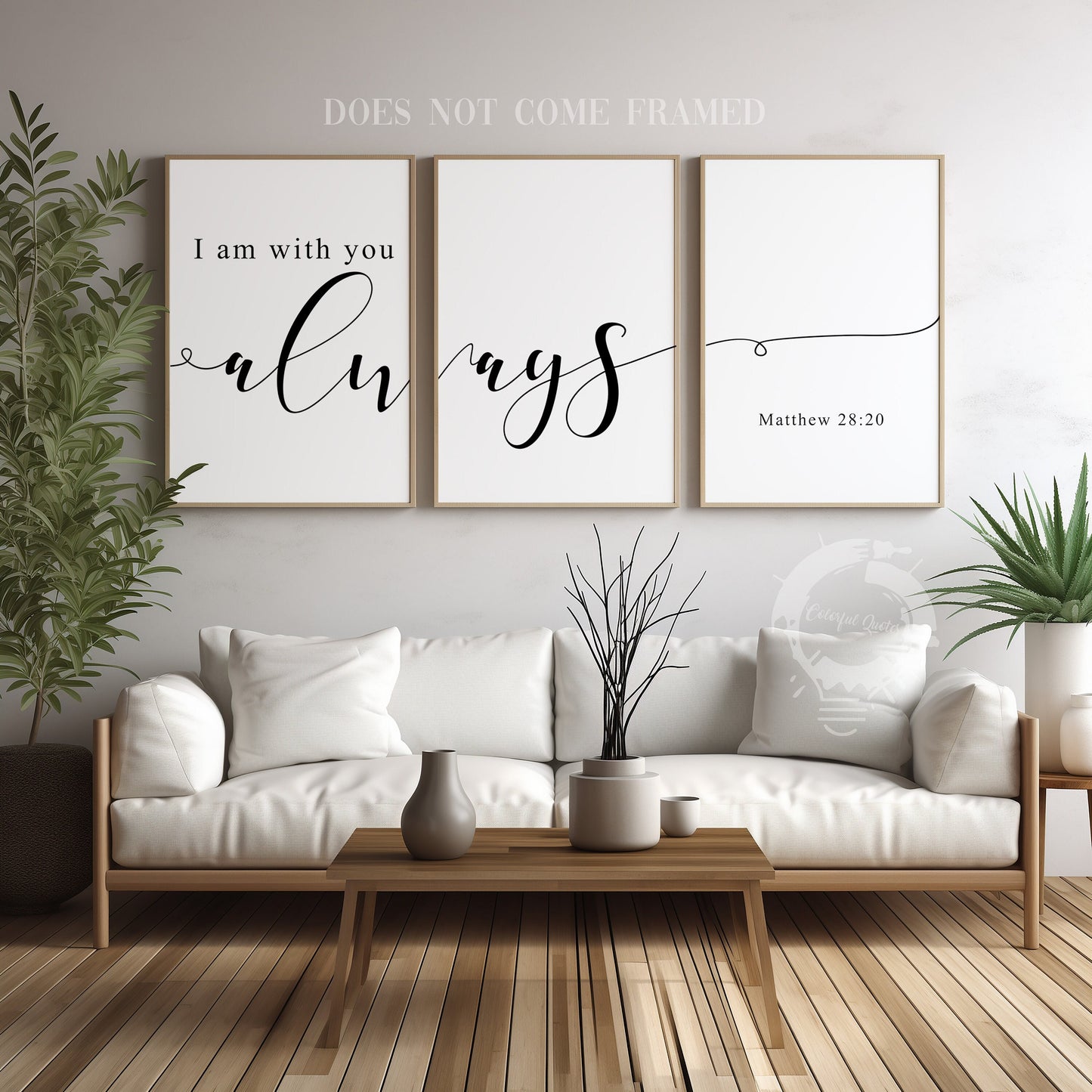 I am With You Always, Matthew 28:20, Set of 3 Poster Prints, Bible Verse Quotes, Home Wall Hanging Décor, Minimalist Prints, Multiple Sizes