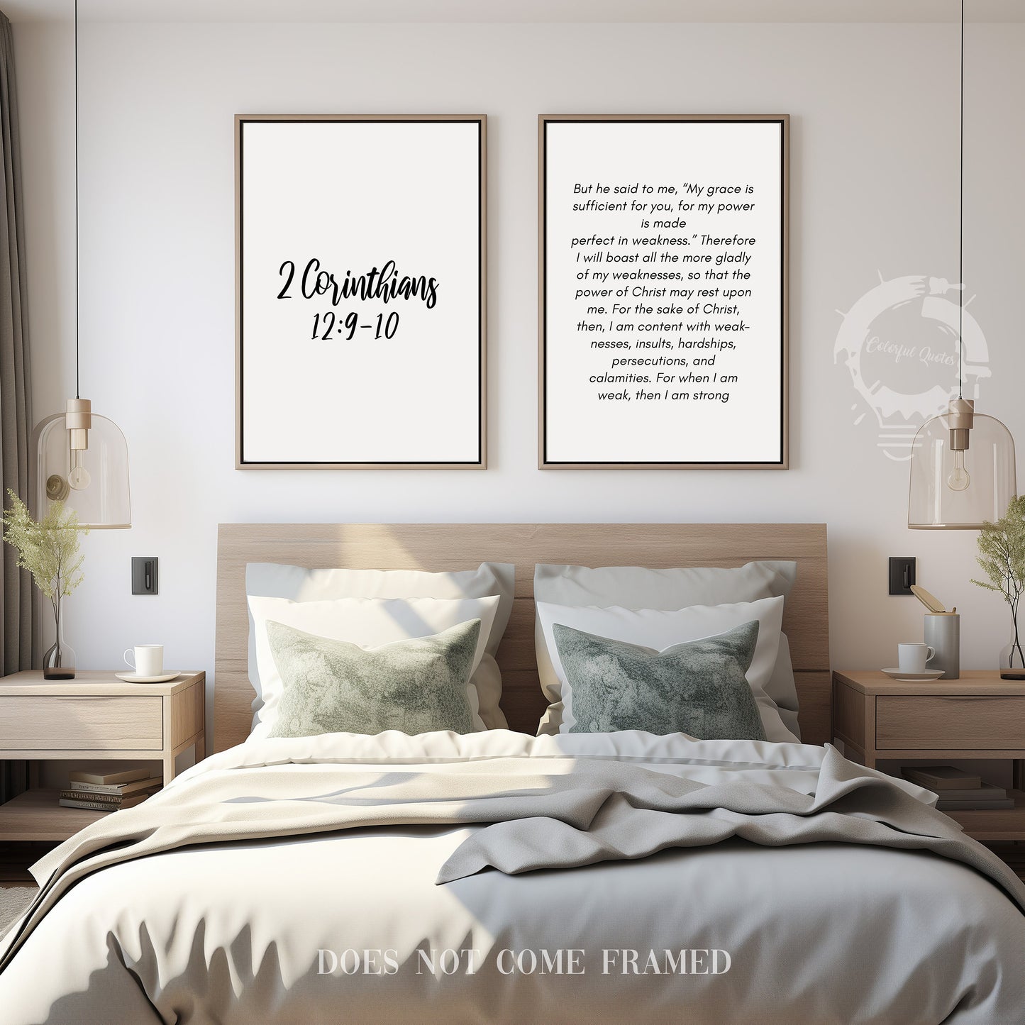 2 Corinthians 12:9-10, Bible Verse Quote, Set of 2 Poster Prints, Home Wall Art Décor, Minimalist Prints, Multiple Sizes