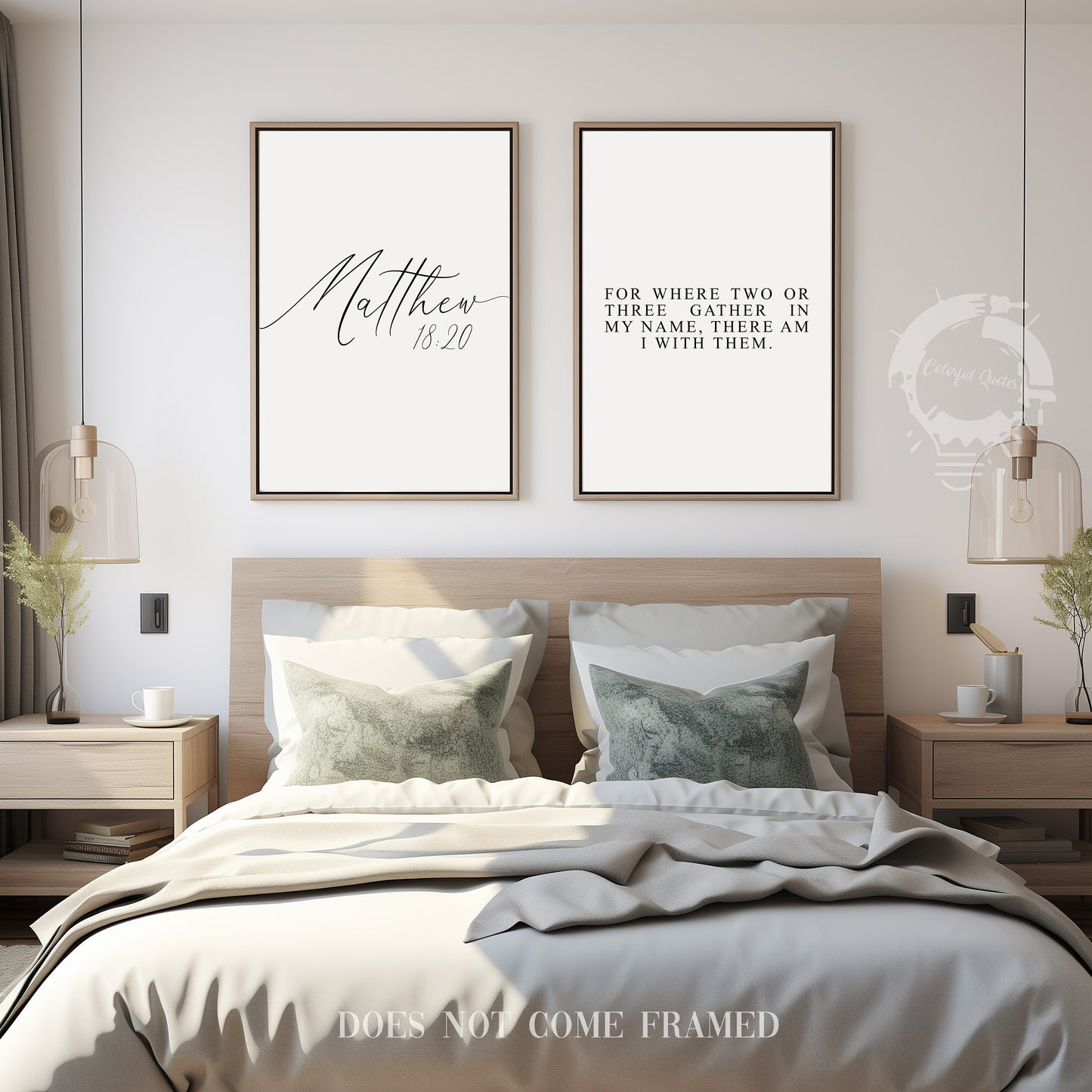 Matthew 18:20, Bible Verse, Set of 2 Poster Prints, Multiple Sizes, Home Wall Art Decor