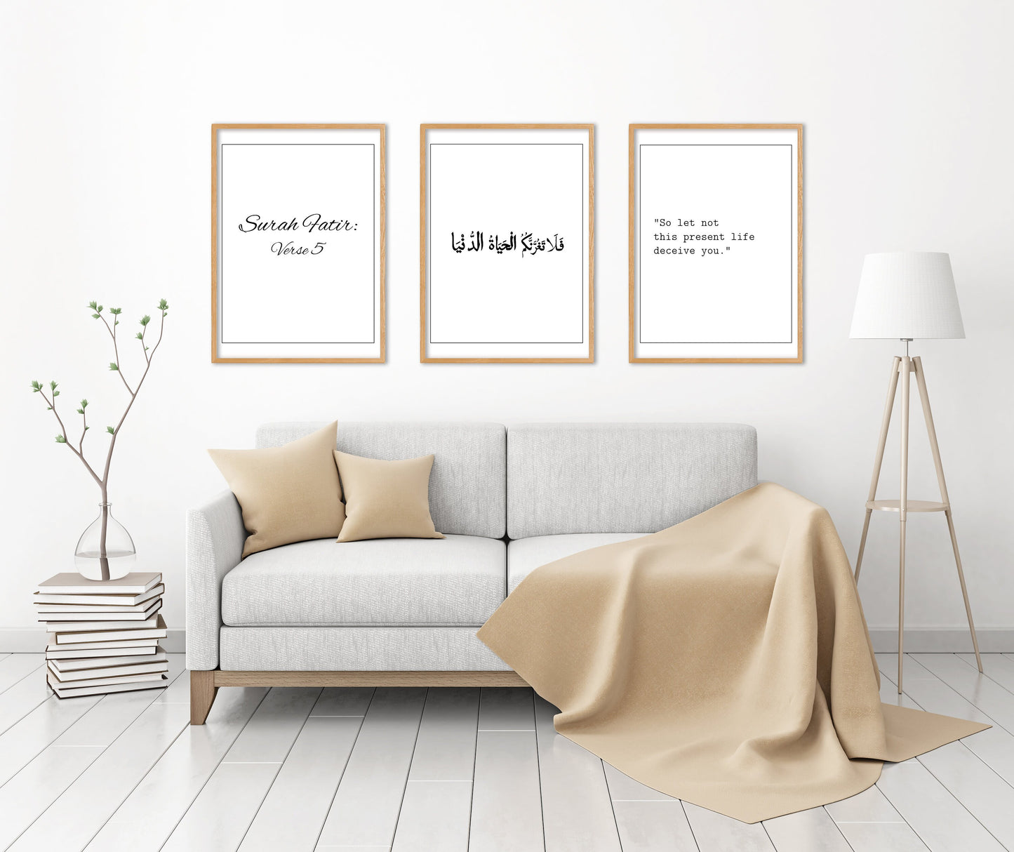 Surah Fatir - Verse 5, Quranic, Religious, Set of 3 Poster Prints, Wall Art Décor